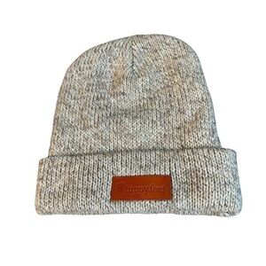 Hippy Feet beige wool acrylic winter stocking hat made in USA